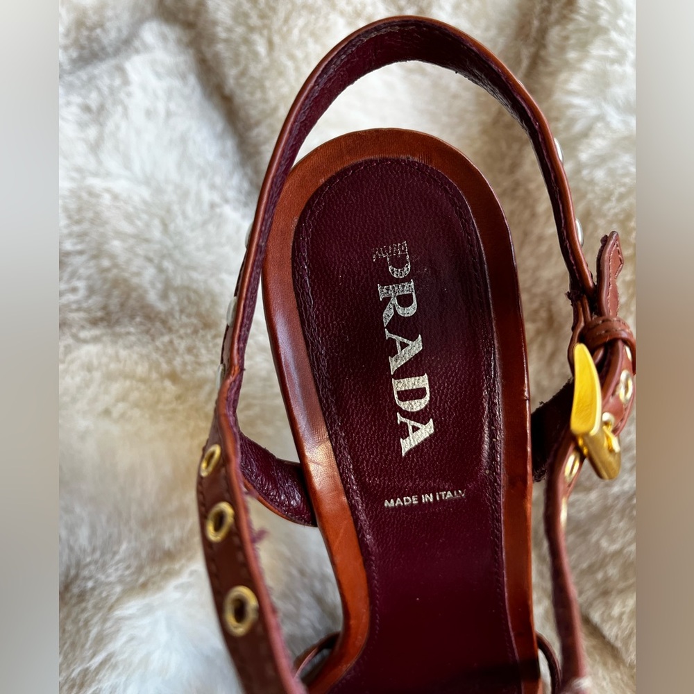 Prada Calzature Donna Brown Leather Heels - Picture 2 of 13
